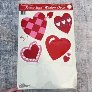 Lot of 2 Vintage 90’s Incomplete Presto-Stick Valentines Day Heart Window Decor